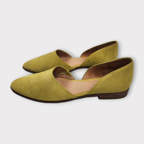 Madewell Womens Marisa D’Orsay Lizard Embossed Green Suede Flats Size 8 - Picture 2 of 7